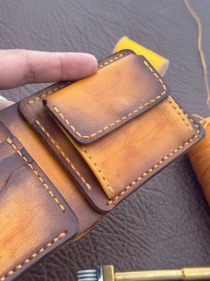 Handcrafted Bifold Wallet – Veg-Tan Leather with Hand Die Detailing