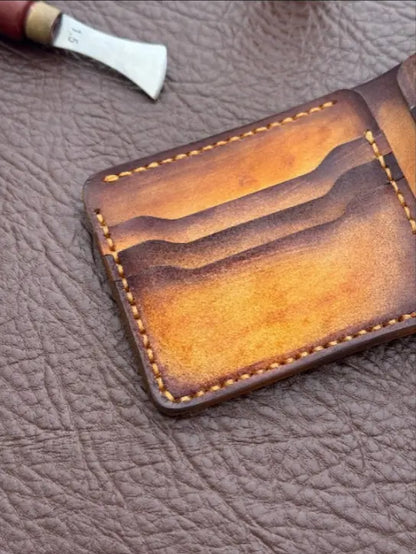 Handcrafted Bifold Wallet – Veg-Tan Leather with Hand Die Detailing