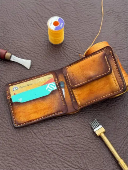 Handcrafted Bifold Wallet – Veg-Tan Leather with Hand Die Detailing